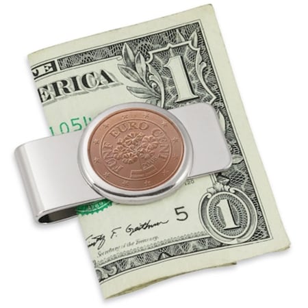 Upm Global Austrian Primrose Five Cent Euro Coin Silvertone Money Clip 12559